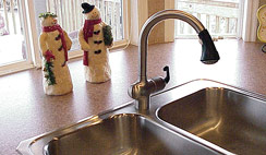 Stainless kitchen sink and faucet