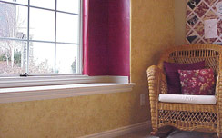 Handpainted wall treatments, window seat